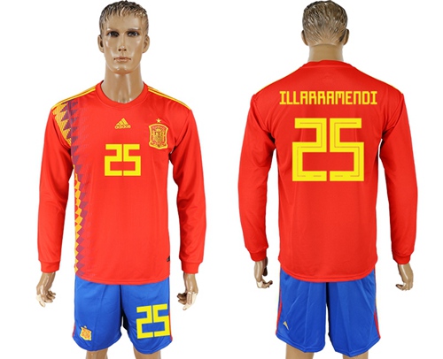 Spain #25 Illarramendi Red Home Long Sleeves Soccer Country Jersey